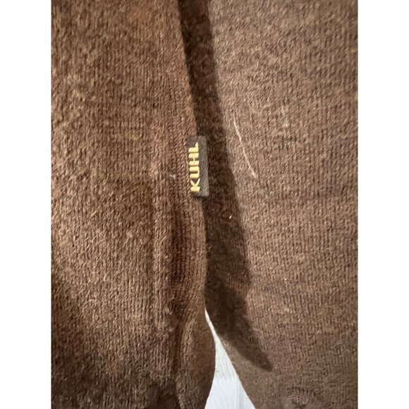 Kuhl Deer Valley Brown Fleece Full-Zip Jacket With Yellow Stripes Mens Size L Wa - Picture 2 of 12